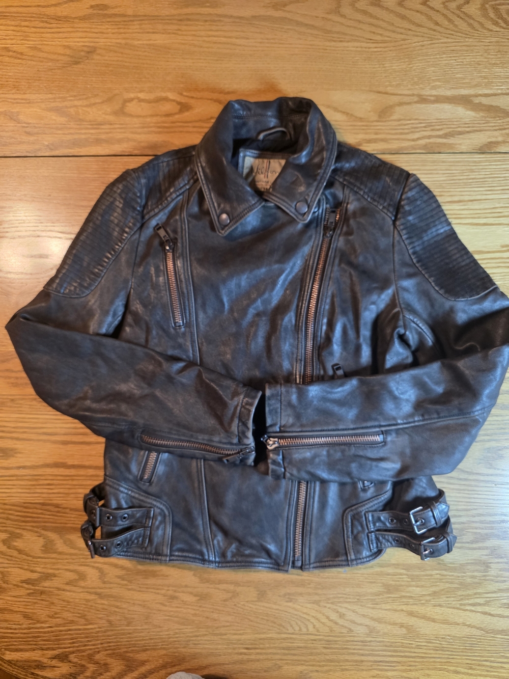 Wilsons Leather Dark Chocolate Brown Leather Moto Jacket Women’s Medium